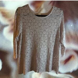 Now & Forever 1XL 3/4 sleeve light pink lace polyester blend woman's blouse.